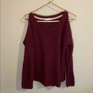Maroon knit sweater with cut out